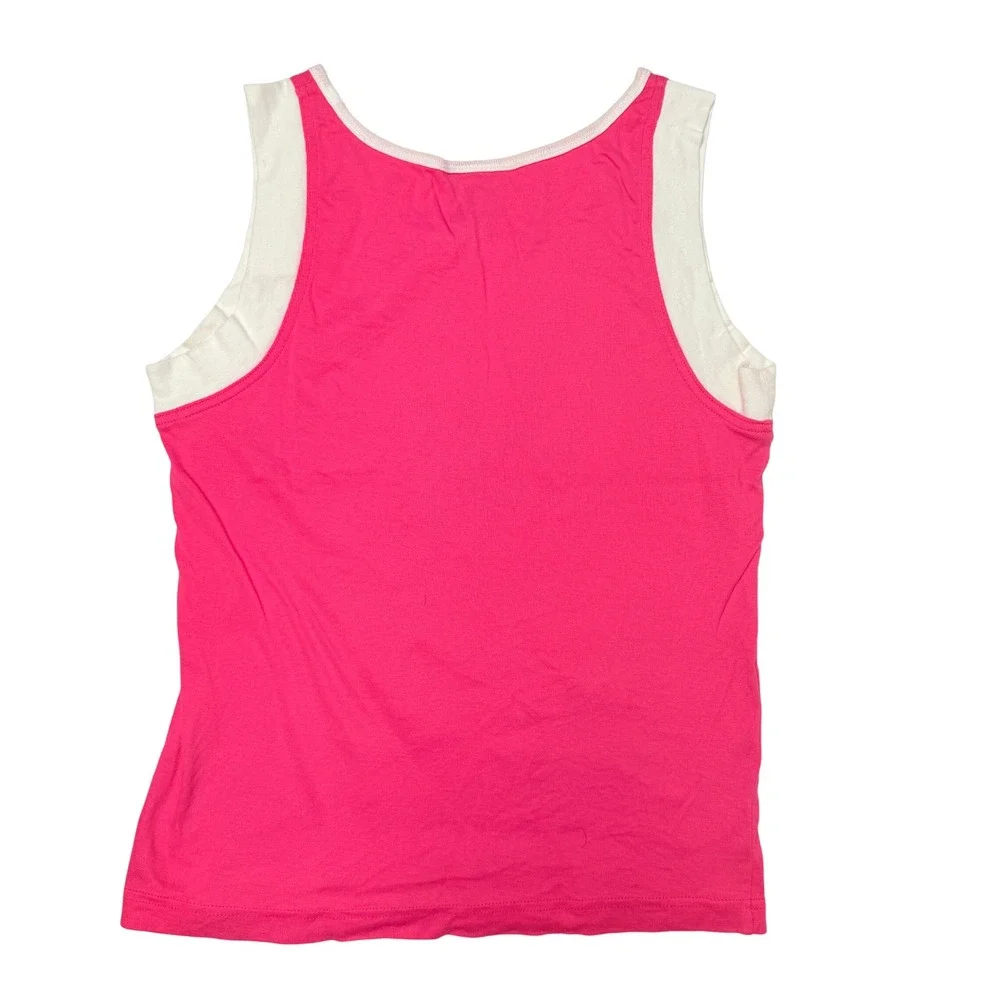 Nike Tank Top Juniors Large Pink White Double Layer Swoosh Logo Sleeveless Shirt